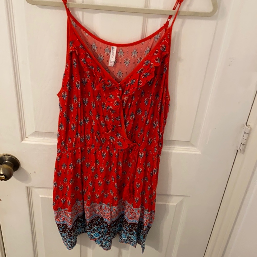 Bright red Romper with pattern